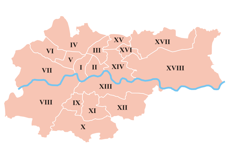 Die 18 Bezirke von Krakau