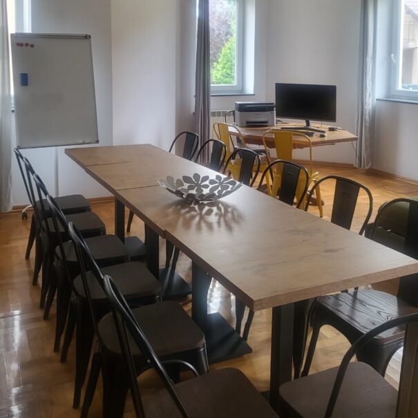 conference room with flip chart