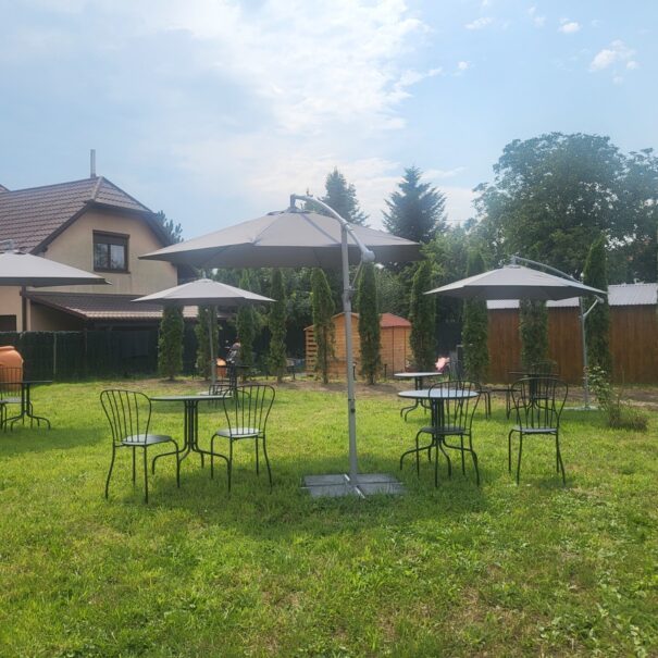 garden with tables and chairs